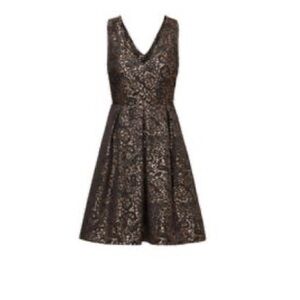 Slate & Willow Black and Gold Brocade Dress
